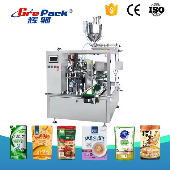 Automatic Doypack Stand up Spout Pouch Liquid Laundry Detergent Filling Sealing Packing Machine